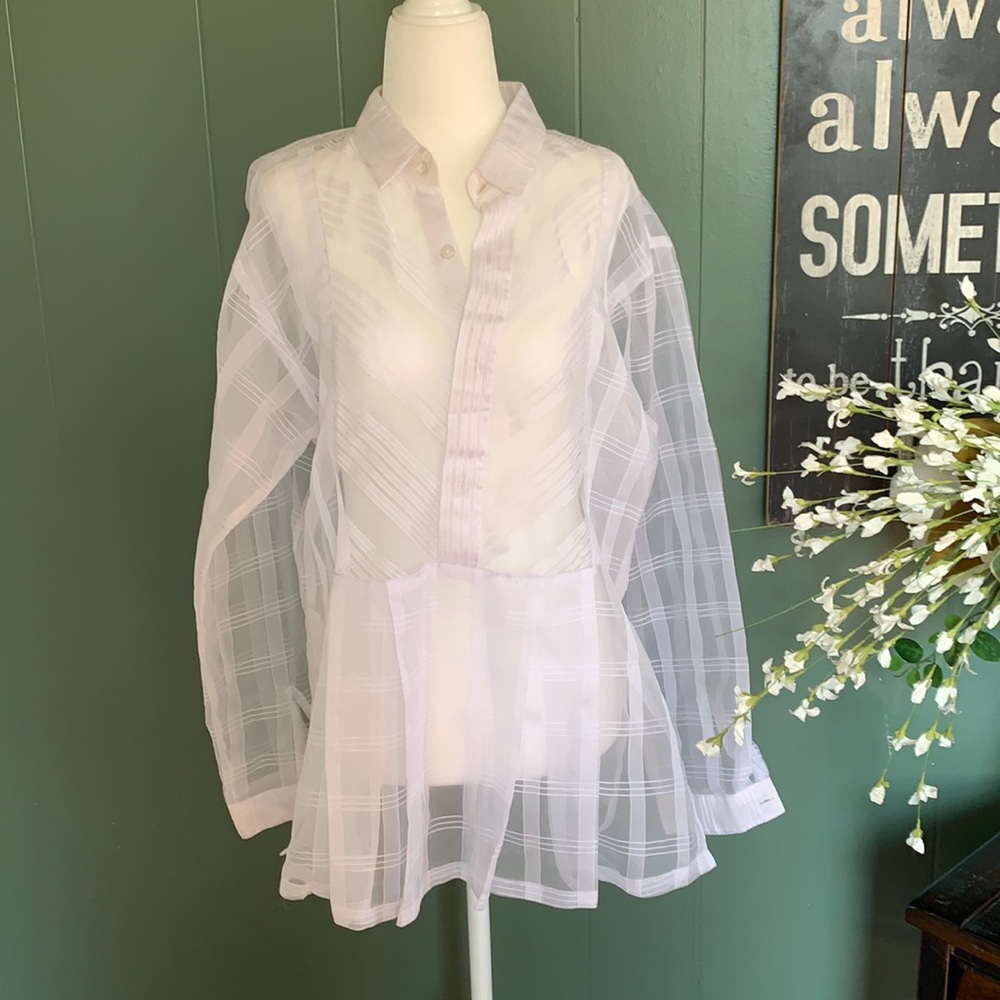 90s Clueless Sheer Undershirt Pleaded Front L